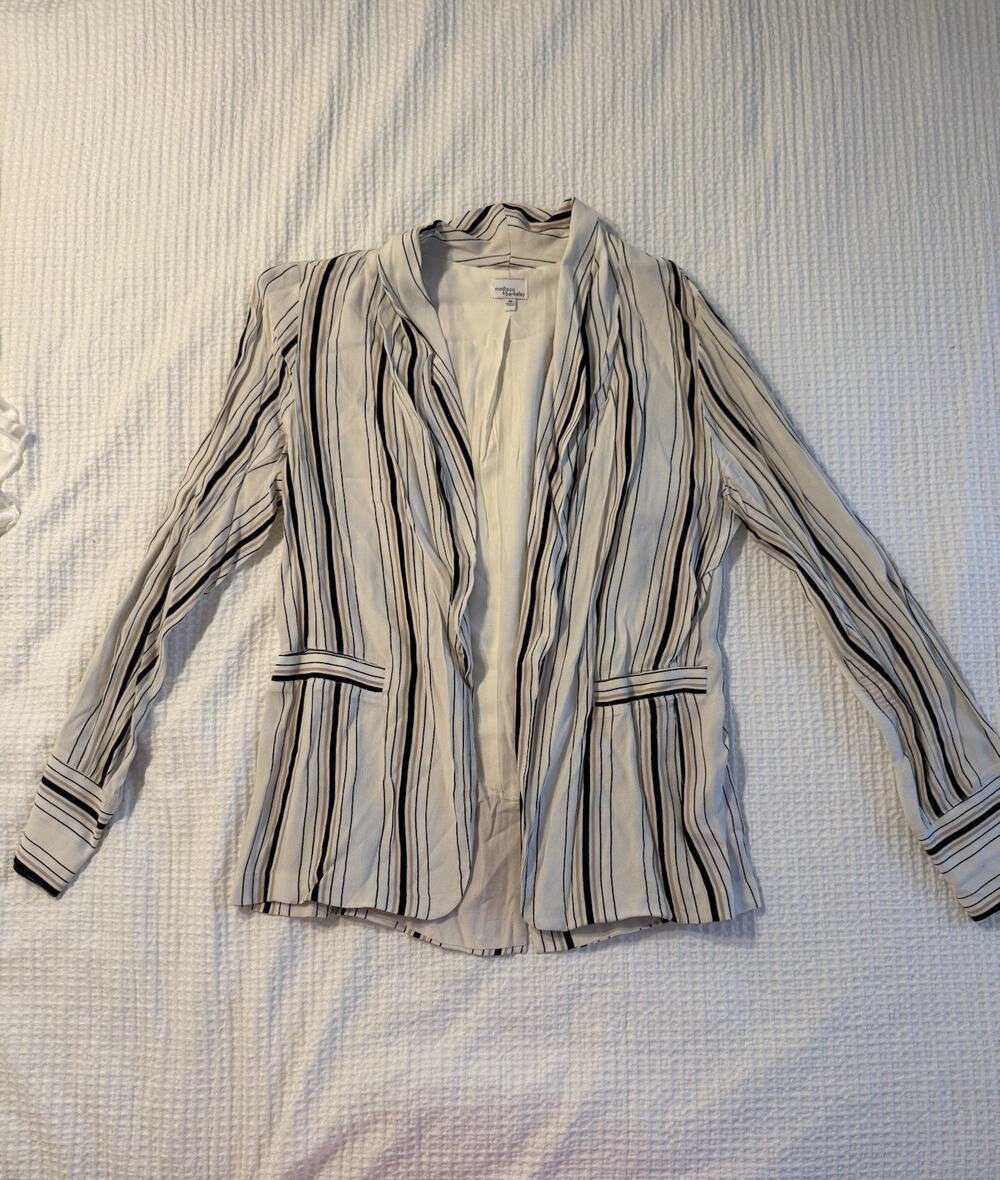 Madison & Berkeley Blazer Striped Brown Beige Cream Office Academia Gilmore Girl